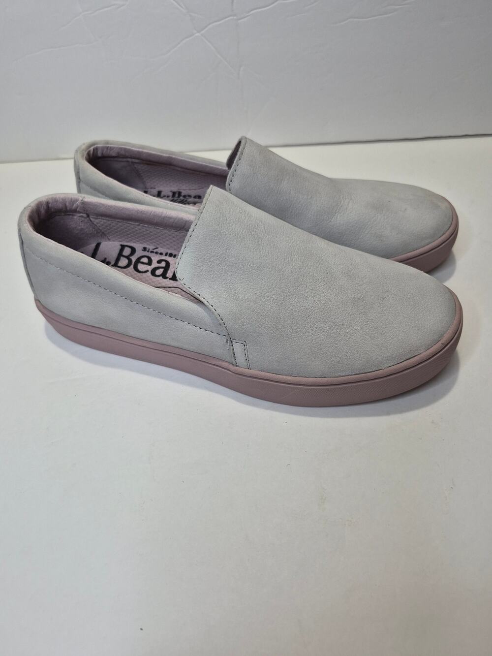 L.L.BEAN Size 8M Slip-ons Loafers, color  Tan/pink sole